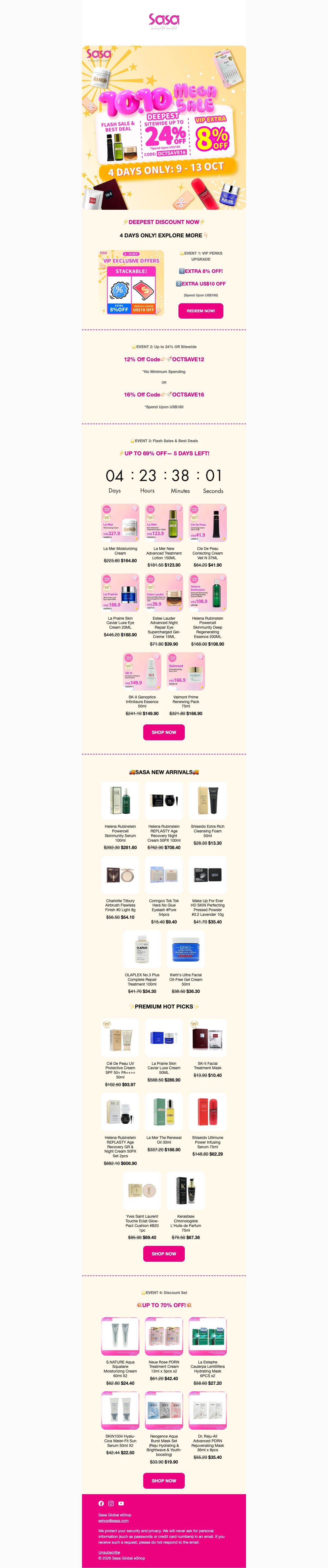 Proof of coupon - Sasa - VIP shoppers enjoy [[extra 8% off]] on sitewide items during mega sale