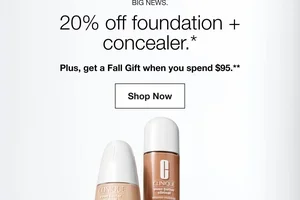 Open for savings 🎉 20% off foundation and concealer.