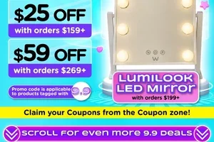 💜9.9 Super Sale➕FREE Lumilook LED Mirror!