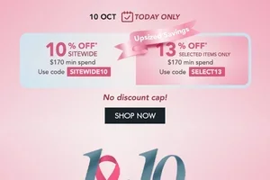 10.10 Sale Is On: Enjoy Up to 13% Off Today Only