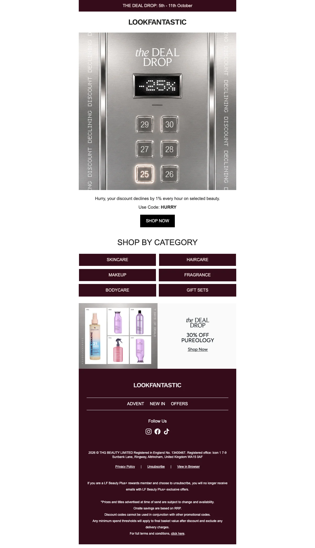 Proof of coupon - Lookfantastic - Beauty deals, [[30% off]] with discounts declining hourly