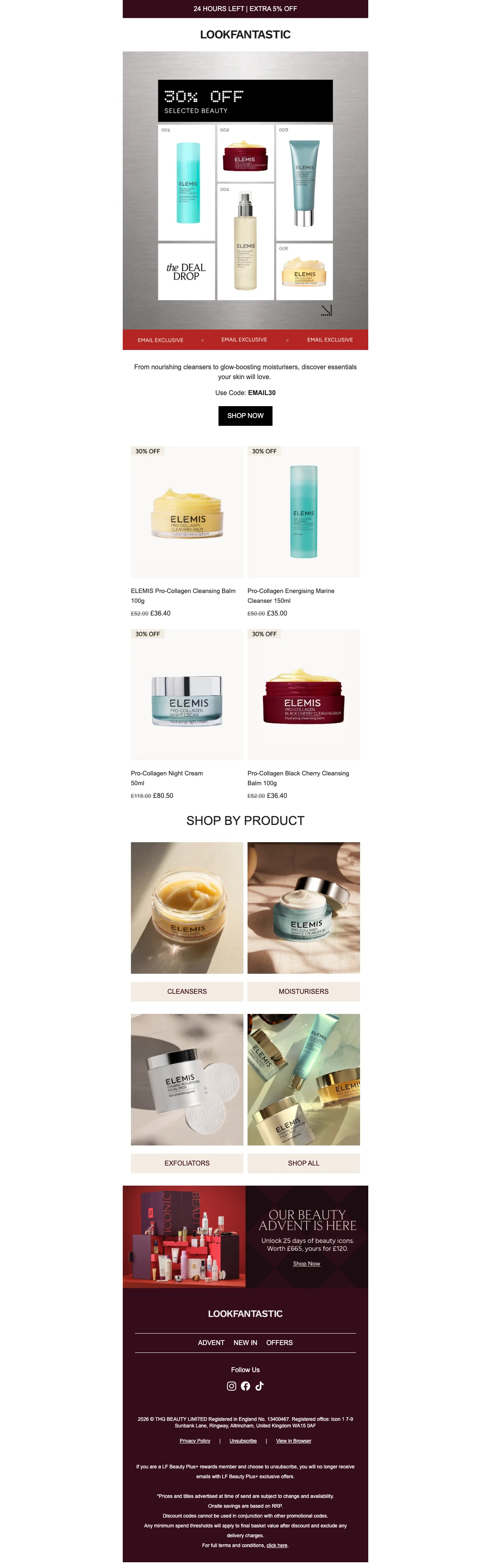 Proof of coupon - Lookfantastic - Promo code: [[30% off]] selected beauty, extra 5% off essentials