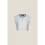 Contrast Collar Slit Neck Top