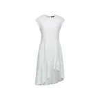 Asymmetric Ruffle Hem Round Neck Dress