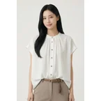 Gathered Stand Collar Blouse