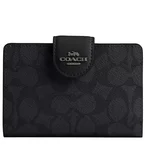 Coach Medium Corner Zip Wallet In Signature Canvas in Charcoal/ Black CW786