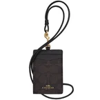 Coach Id Lanyard In Signature Canvas in Walnut/ Black CZ285