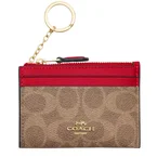 Coach Mini Skinny Id Case In Signature Canvas  - Tan/ Carnation CW870