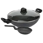La gourmet Shogun Senjo Marble 32cm Non-stick Wok (Induction) + 14cm Eggpan (Non-Induction)