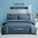 IE Maison Cotton Solid 100% Combed Cotton 1200 Thread Count Fitted Sheet Set