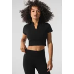 Seamless Winter Warm Plush Cropped Short Sleeve - Black