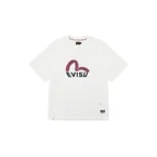 Graffiti-Style Seagull and Logo Print Relax Fit T-Shirt