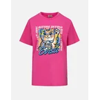 Fortune Cat Flocking with Slogan Print Boyfriend T-shirt