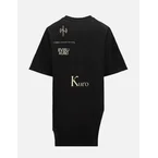 Multi Logo Foil Print Asymmetric T-Shirt