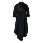Asymmetric Satin Shirt Dress