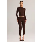 Modal Mid-Rise Leggings in Chocolate Brown