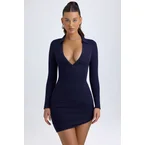 Modal Plunge V-Neck Mini Dress in True Navy