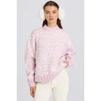 Jacquard-Knit Oversized Jumper in Pink