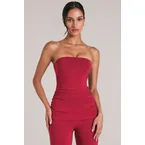 Bandeau Longline Top in Cherry Red