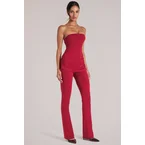 Mid-Rise Fitted Trousers  in Cherry Red