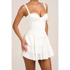 Satin Corset Mini Dress in White