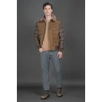 Moorer Mens Brown Quilted Jacket With Fur Collar Clothing