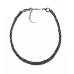 Brunello Cucinelli Womens Silver Pyrite Glass Bead Choker Bijoux