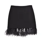 Brunello Cucinelli Womens Black Feather Trimmed Skirt