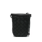 Intrecciato leather messenger bag