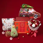 Cozy Hearts - Fleece Christmas Holiday Blanket Gift Set