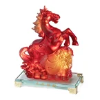 Rising Fortune Steed (立马招财) Liuli Crystal Horse Ornament