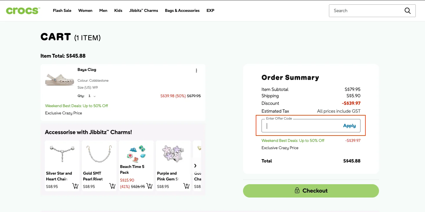How to use a promo code - Crocs