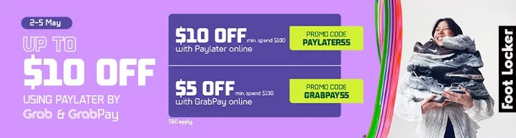 Proof of coupon - Foot Locker - Foot Locker promo code: [[S$10 off]] on S$100+ orders, S$5 via GrabPay - Expired