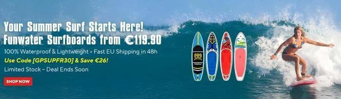 Proof of coupon - Gshopper - Gshopper promo code: [[€26 off]] Funwater surfboards from €119.90 - Expired