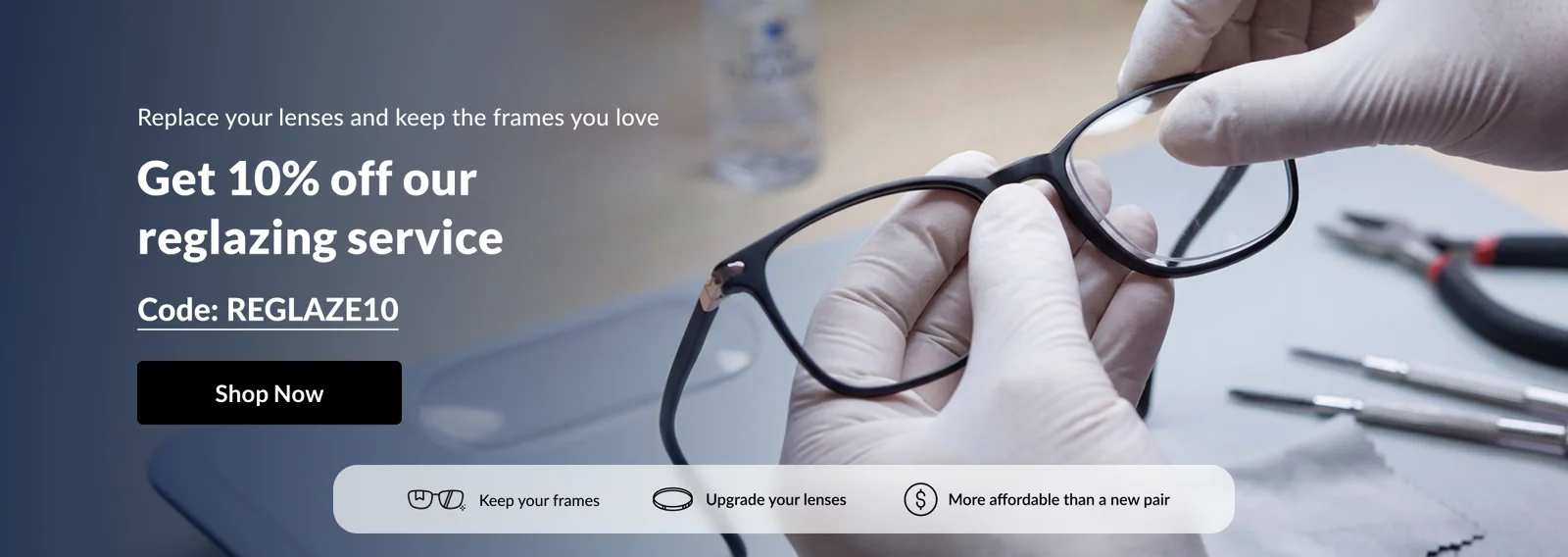 Proof of coupon - SmartBuyGlasses - SmartBuyGlasses promo code: [[10% off]] reglazing service for frames